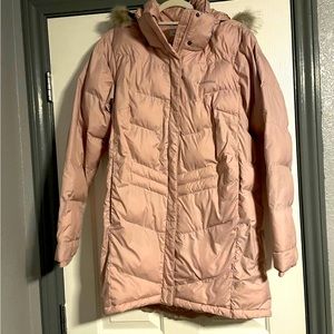 Pink Puffy Columbia Long Jacket